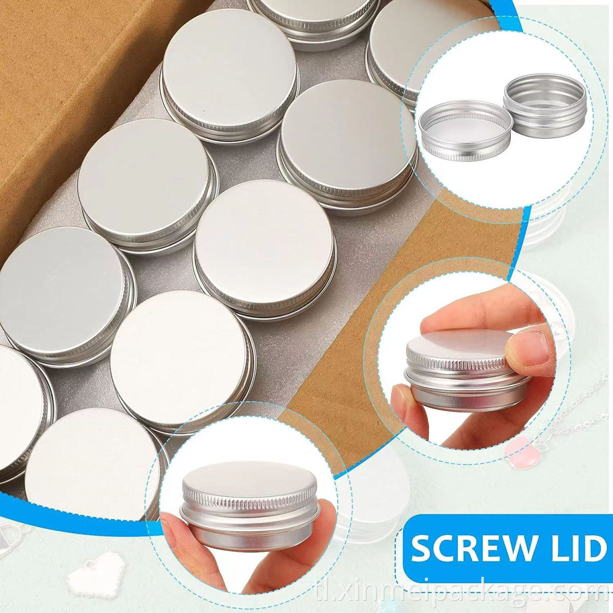 Mga garapon ng aluminyo na may mga lids aluminum jars with lids